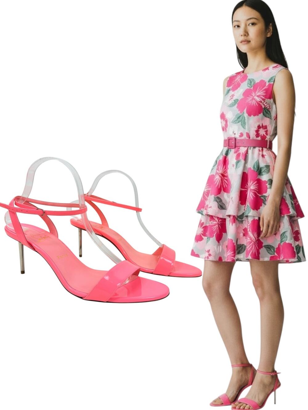 Christian Louboutin Patent Leather Epic Open Toe Sandals Pink Size 42